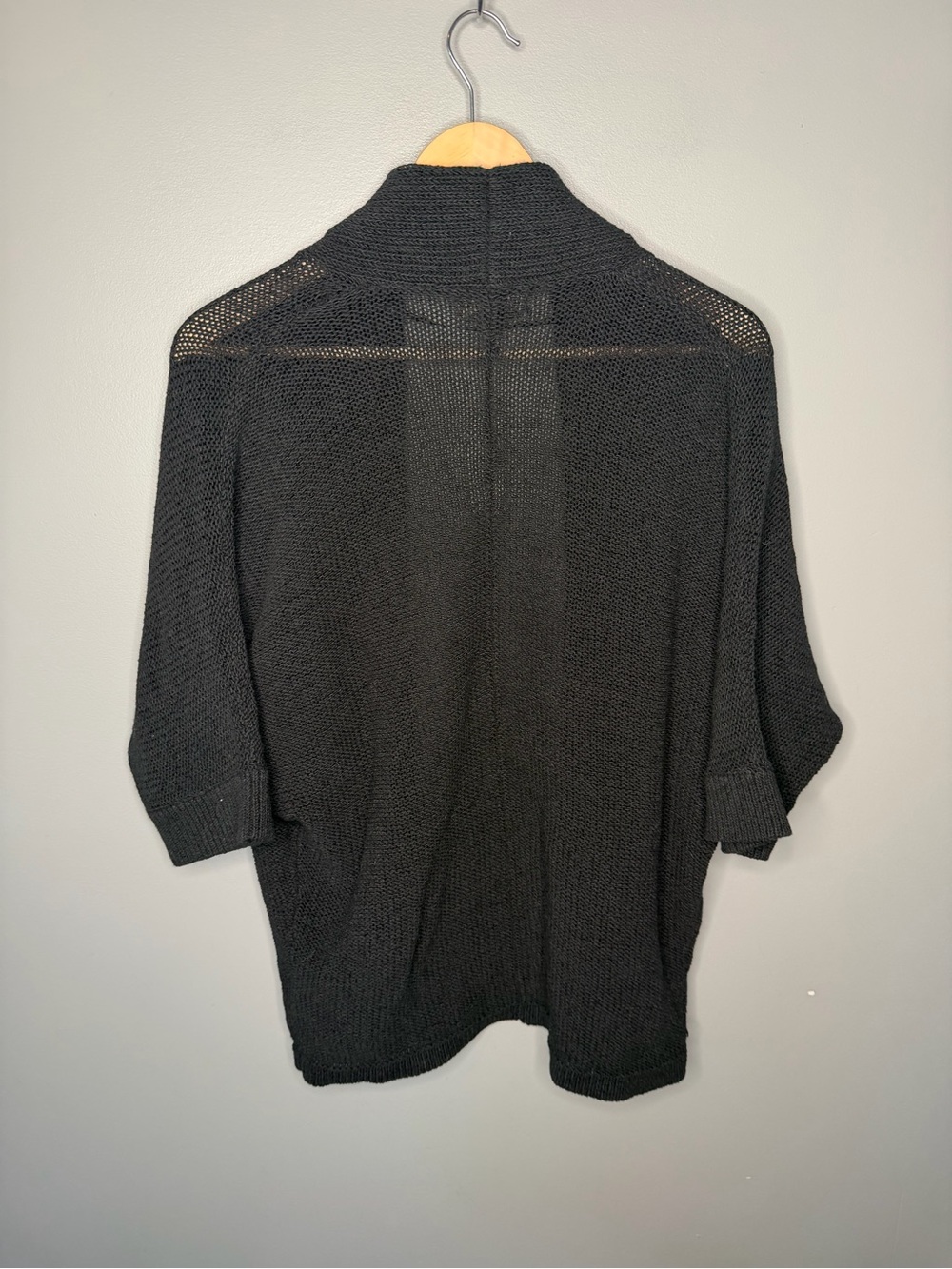 NWT Banana Republic Open Knit Jersey Stitch Ribbed Shawl Collar Cardigan - Black - Picture 3 of 11